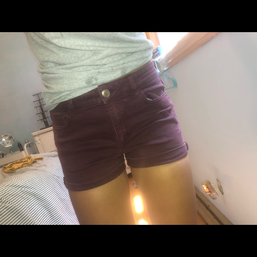 American Eagle High Rise Shorts, Burgundy, Size 10